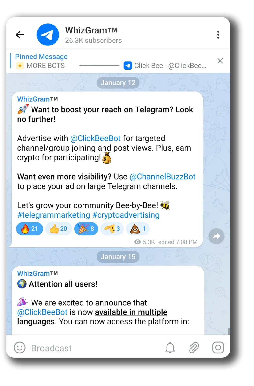optimize telegram channel